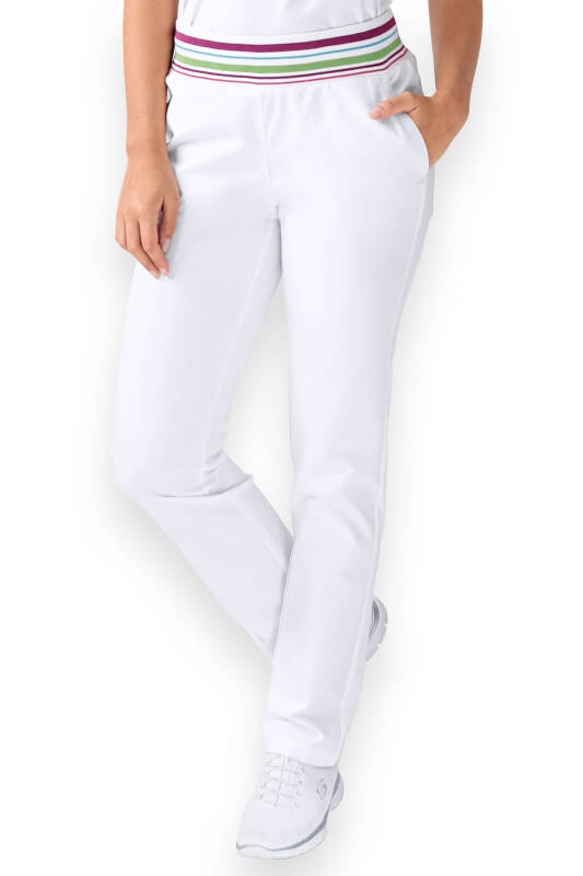 Pantalon Stretch Femme - Ceinture en maille blanc