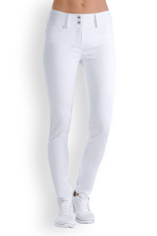 Comfort stretch broek dames - 5-pocket met brede tailleband wit
