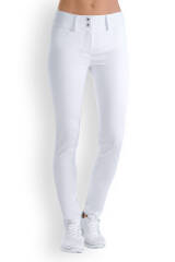 Comfort stretch broek dames - 5-pocket met brede tailleband wit