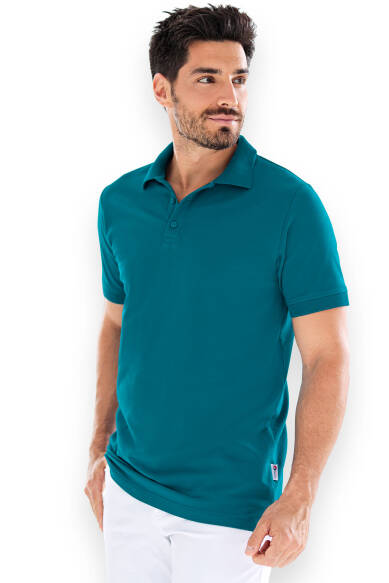 T-shirt Stretch Homme - Col polo - Boutonné vert pétrole