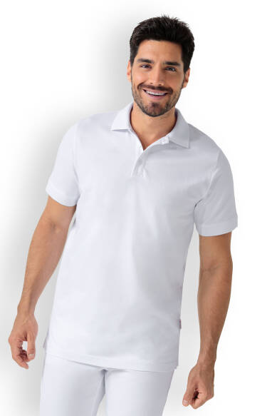 Stretch Shirt Herren - Polokragen - Knopfleiste weiß