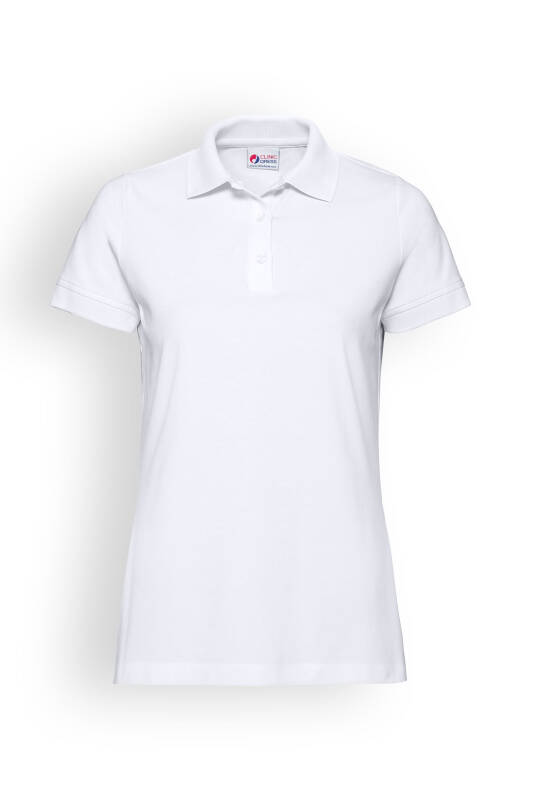 Stretch Shirt Damen - Polokragen - Knopfleiste weiß