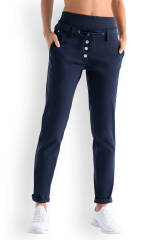 Comfort Stretch Pantalon Femme - Ceinture élastique en maille bleu navy