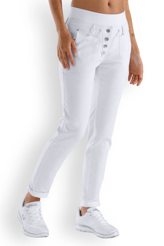 Comfort Stretch Pantalon Femme - Ceinture élastique en maille blanc