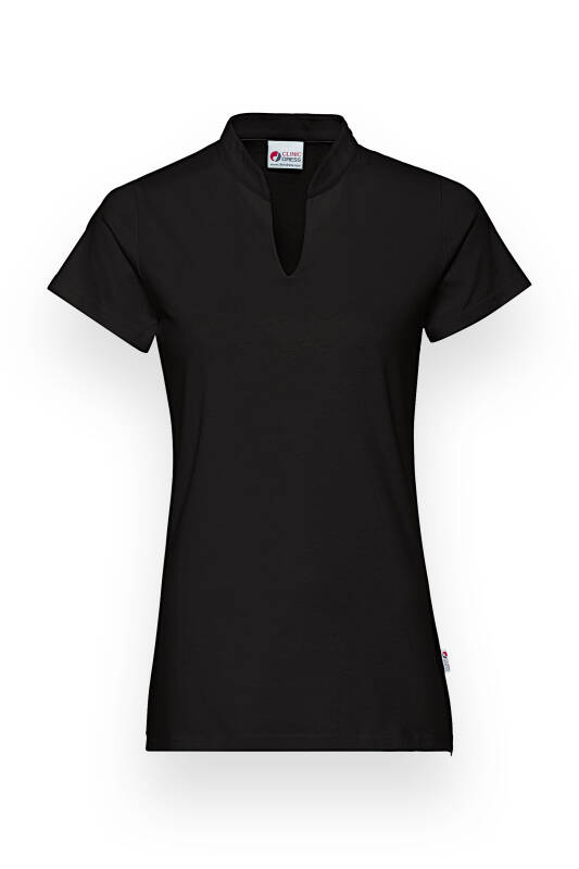 Stretch Shirt Damen - Stehkragen schwarz
