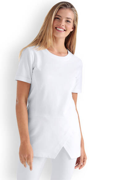 Longshirt Damen Interlock-Jersey Weiss