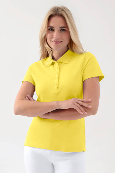 Stretch shirt dames - polokraag geel