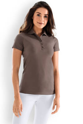 Damen-Shirt Poloshirt Deep Taupe