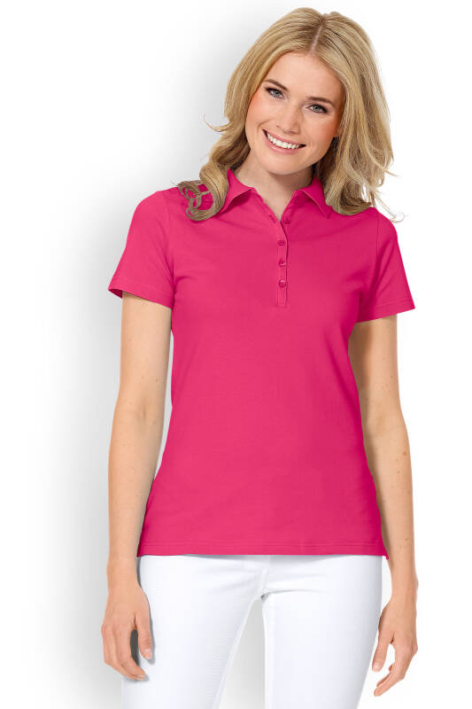 Stretch Shirt Damen - Polokragen pink
