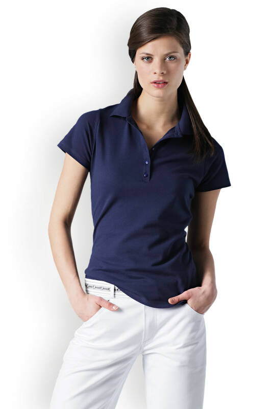 T-shirt Stretch Femme - Col polo bleu navy
