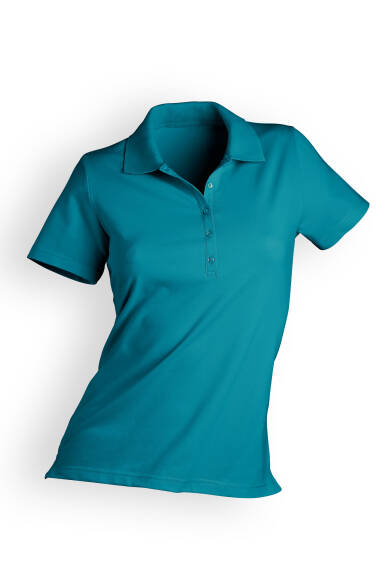 T-shirt Stretch Femme - Col polo vert pétrole