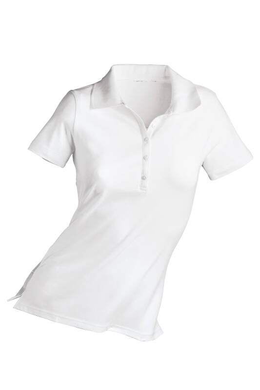 Poloshirt für Damen Weiss Kurzarm Piqué