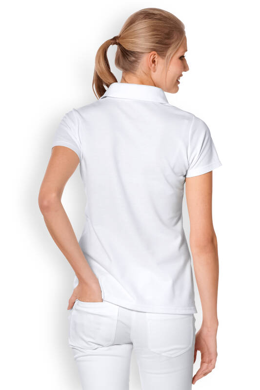 Stretch Shirt Damen - Polokragen weiß