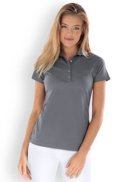 T-shirt Stretch Femme - Col polo gris granit