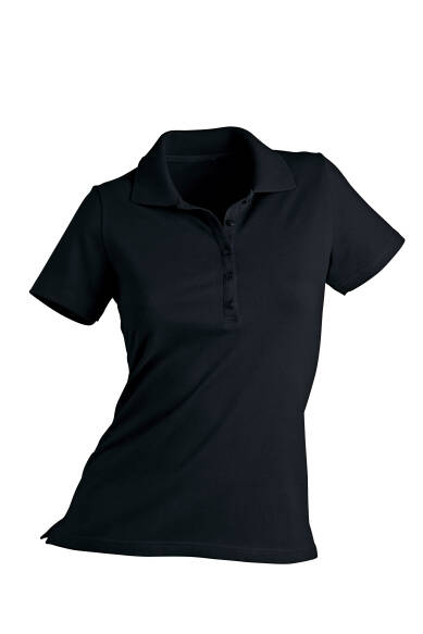 Stretch Shirt Damen - Polokragen schwarz