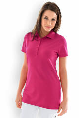 Stretch Longshirt Damen - Polokragen pink