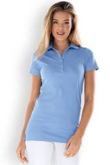 Stretch Longshirt Damen - Polokragen himmelblau