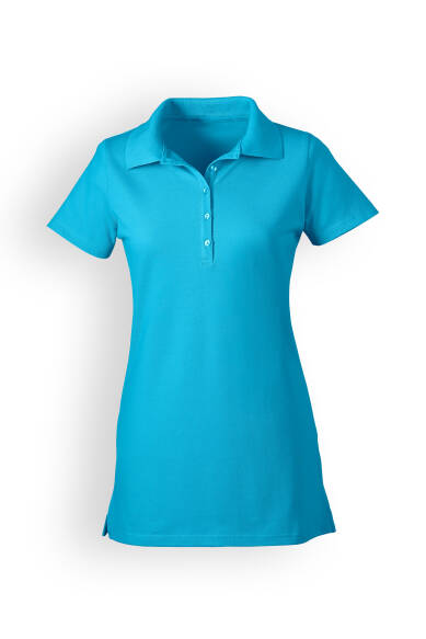 Stretch longshirt dames - polokraag turquoise