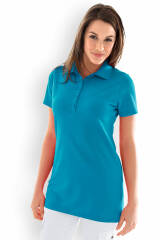 T-shirt long Stretch Femme - Col polo turquoise