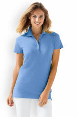 Stretch Longshirt Damen - Polokragen petrolblau