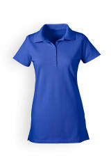 T-shirt long Stretch Femme - Col polo bleu roi
