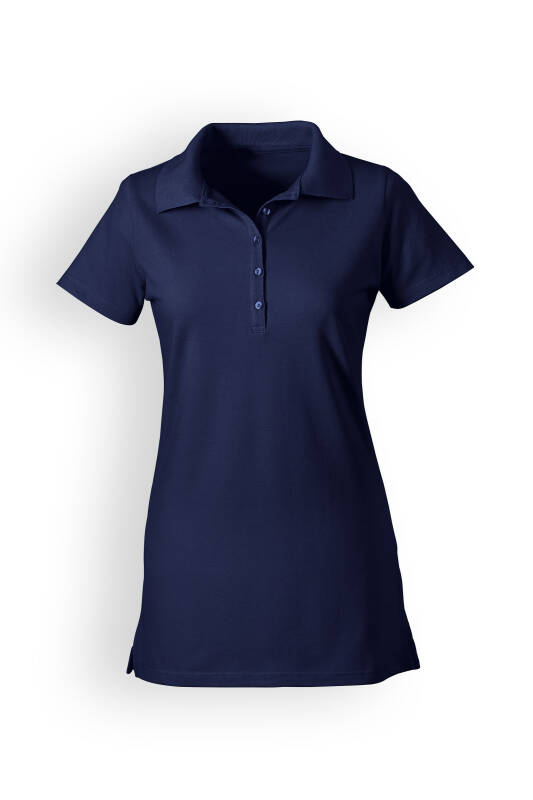 T-shirt long Stretch Femme - Col polo bleu navy