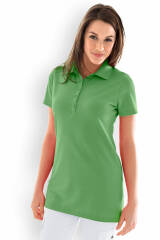 Stretch Longshirt Damen - Polokragen apfelgrün