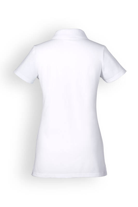 Stretch Longshirt Damen - Polokragen weiß