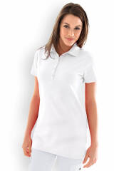 Stretch Longshirt Damen - Polokragen weiß