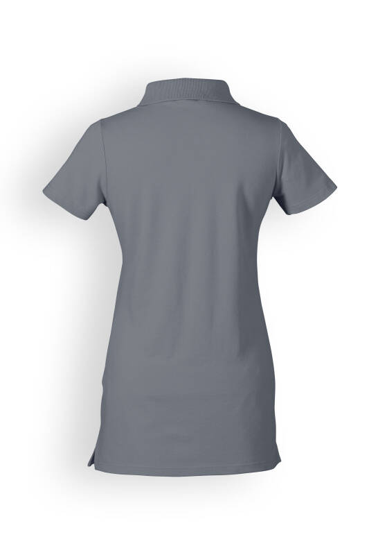 Stretch Longshirt Damen - Polokragen steingrau