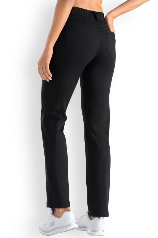 Comfort stretch 5-pocket broek dames - rechte pijp zwart