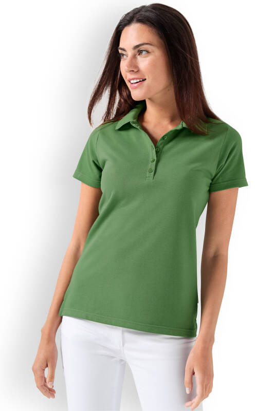 Stretch Shirt Damen - Polokragen wiesengrün