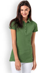 Stretch Longshirt Damen - Polokragen wiesengrün