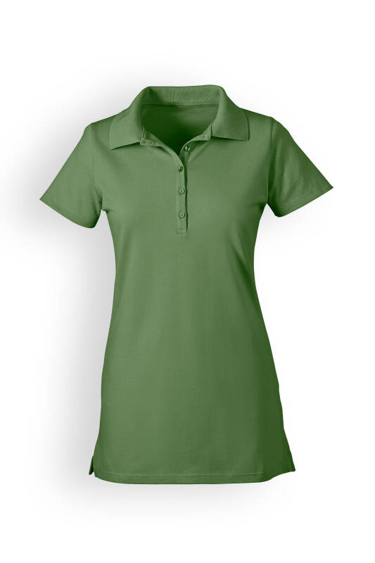 Stretch Longshirt Damen - Polokragen wiesengrün