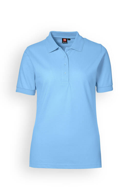 Piqué damesshirt geschikt voor industrieel wassen volgens EN ISO 15797 - polokraag lichtblauw
