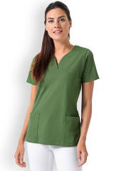 T-shirt long Femme en Piqué - Encolure diagonale vert prairie