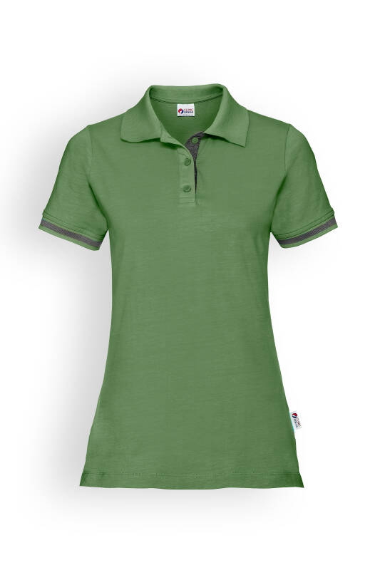 Damenshirt Polo Wiesengrün mit Kontrast