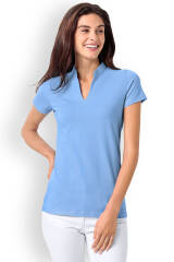 Stretch shirt dames - opstaande kraag hemelsblauw