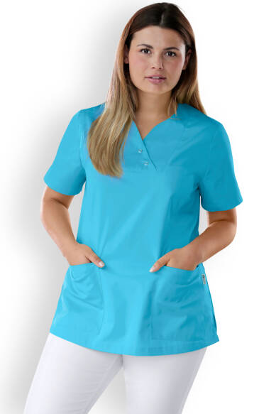 CORE oversteektuniek dames curved fit - met drukknopen turquoise