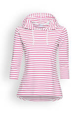 Capuchon shirt dames - 3/4 mouwen wit/pink