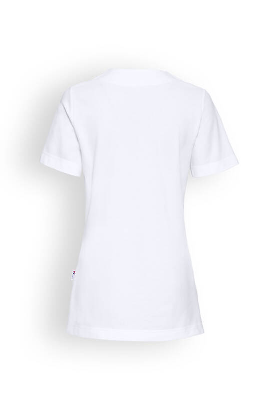 Piqué long-shirt dames - V-hals wit