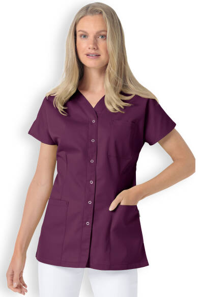 JUST STRONG tuniek dames - doorknoopsluiting pruimen