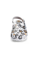 Clog Dunkelgrau Silber Blumen