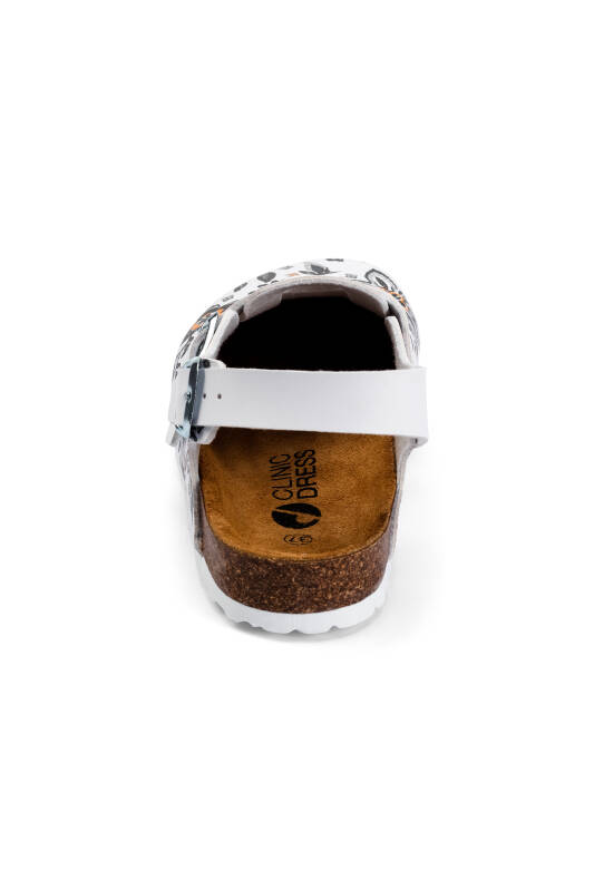 Clog Dunkelgrau Silber Blumen