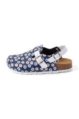Clog für Damen Blumen Navy