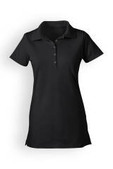 Stretch Longshirt Damen - Polokragen schwarz