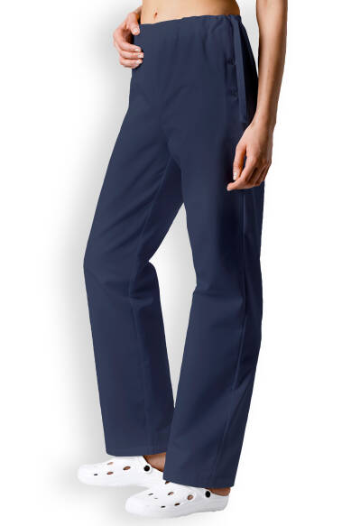 Pantalon Coton mixte - Boutonnage sur le côté bleu navy