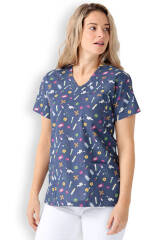 Lichte oversteektuniek - all-over print navy/bont