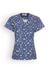 Lichte oversteektuniek - all-over print navy/bont
