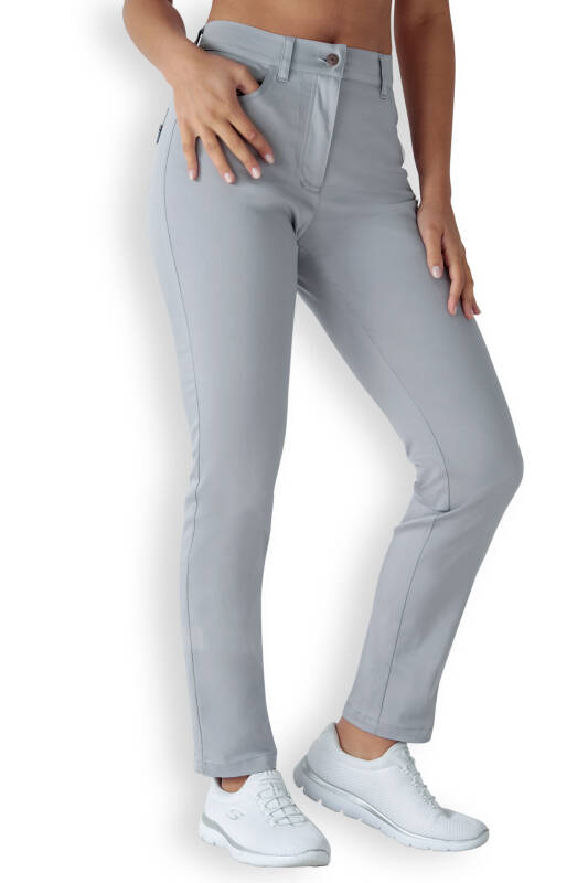 Comfort Stretch 5-Pocket Hose Damen - gerades Bein grau